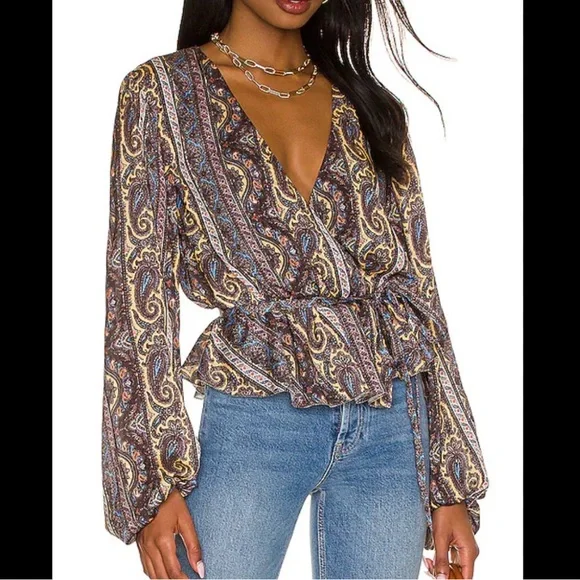 HOUSE OF HARLOW 1960 x REVOLVE Badia Top in Paisley Multi Size Medium - Picture 1 of 7
